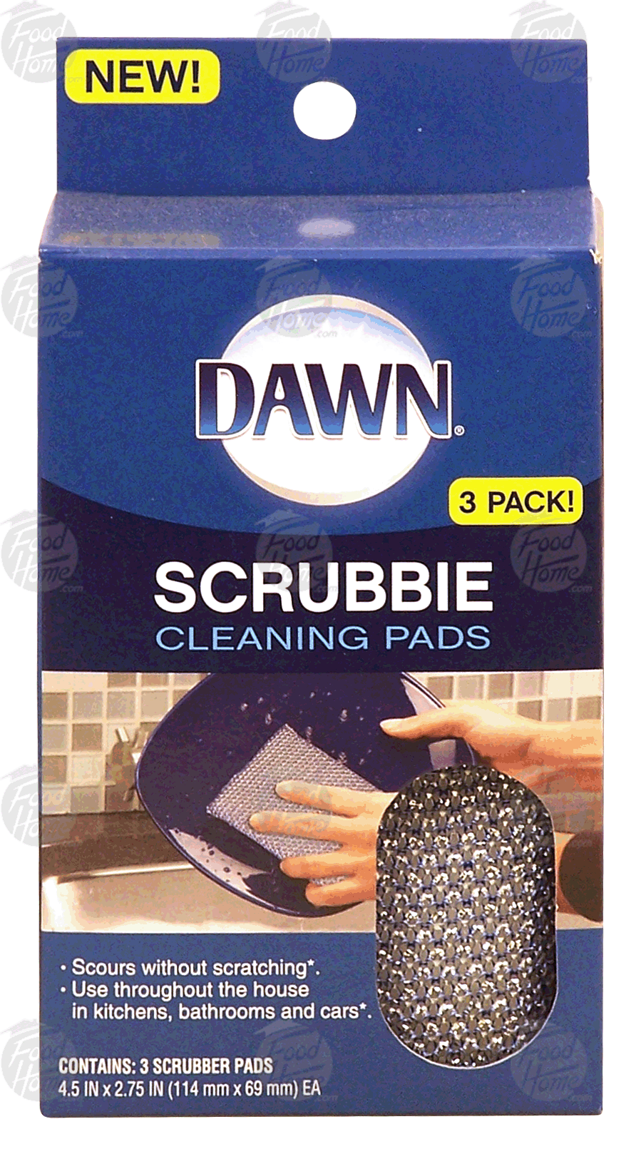 Dawn scrubbie cleaning pads, scours without scratching, 4.5-in x 2.75-in. Full-Size Picture